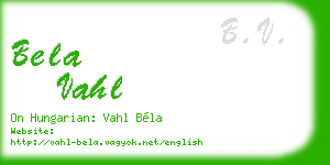 bela vahl business card